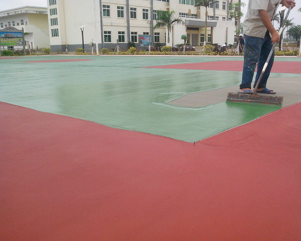 硅PU籃球場施工中 硅PU籃球場施工中